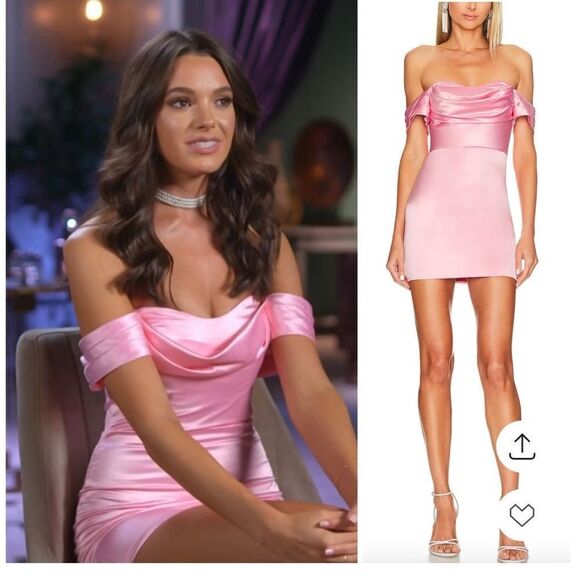 More To Come Bella Mini Dress white off shoulder satin party cocktail Revolve - Picture 7 of 9